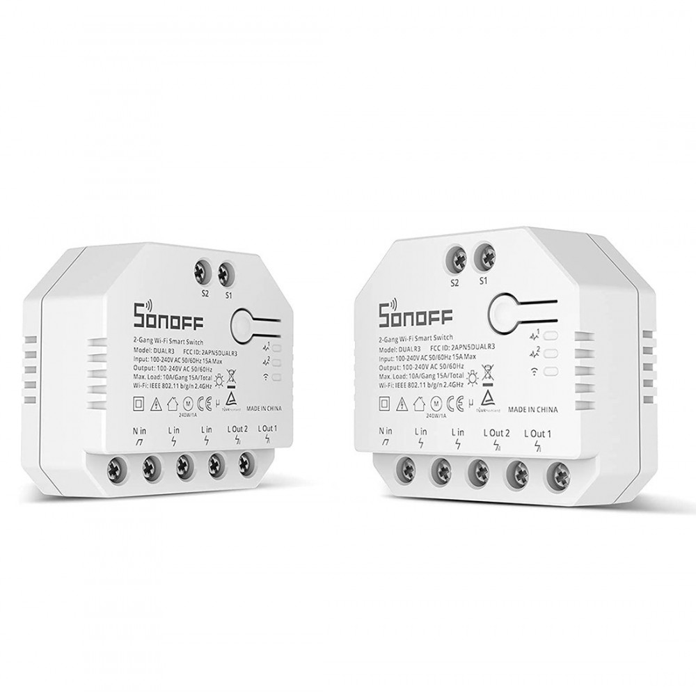2pcs Interruptor de luz inteligente SONOFF DUAL MINI R3 2-Gang 2-Way Smart