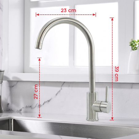 34439 Grifo curvado Grandville Sink Faucet de cocina en acero inoxidable