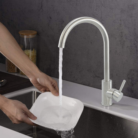 34439 Grifo curvado Grandville Sink Faucet de cocina en acero inoxidable