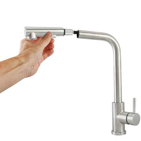 Grifo de cocina en acero inoxidable Oshawa con cabezal extraíble moderno