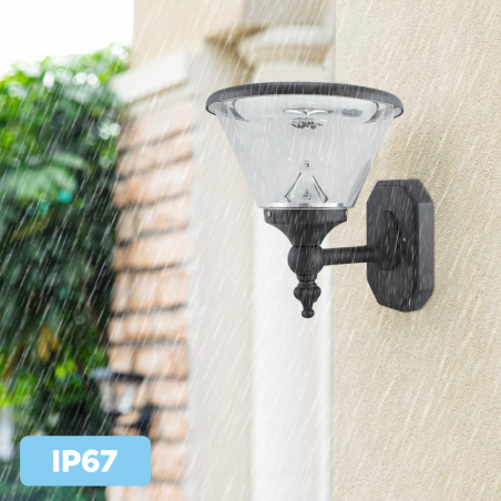 Lámpara de pared LED para exterior 5W con panel solar y 3 modos IP67