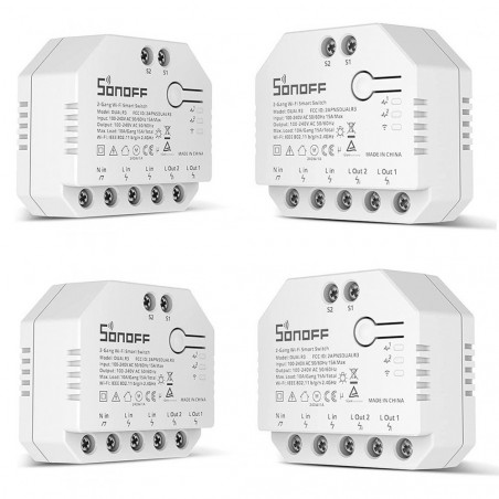 4pcs Interruptor de luz inteligente SONOFF DUAL MINI R3 2-Gang 2-Way Smart