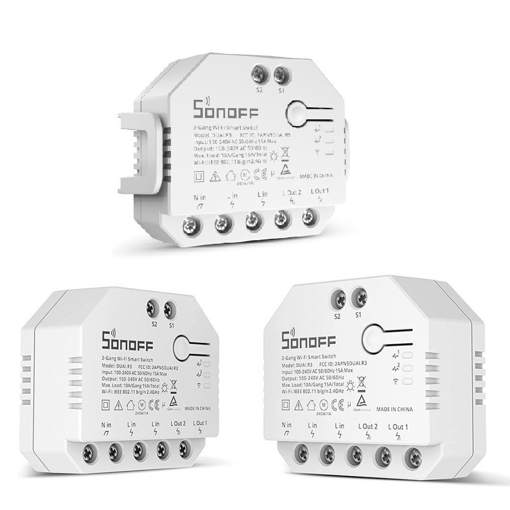 3pcs Interruptor de luz inteligente SONOFF DUAL MINI R3 2-Gang 2-Way Smart