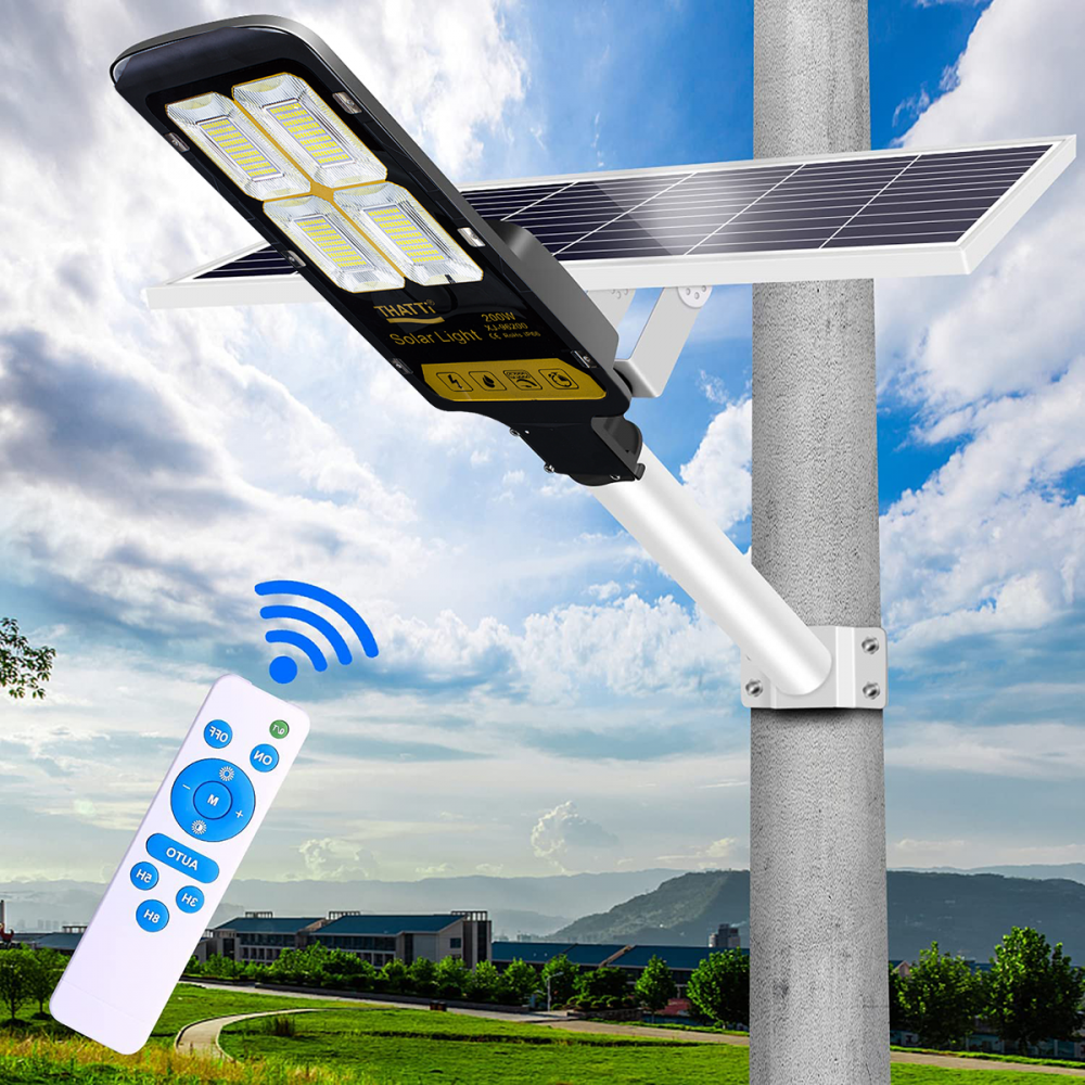 Farola LED con panel solar 200W 360 Lámpara LED...