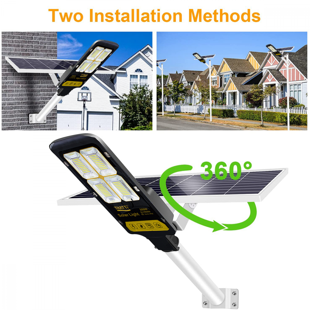 Farola LED con panel solar 200W 360 Lámpara LED...