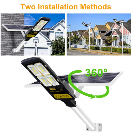 Farola LED con panel solar 200W 360 Lámpara LED con mando a distancia