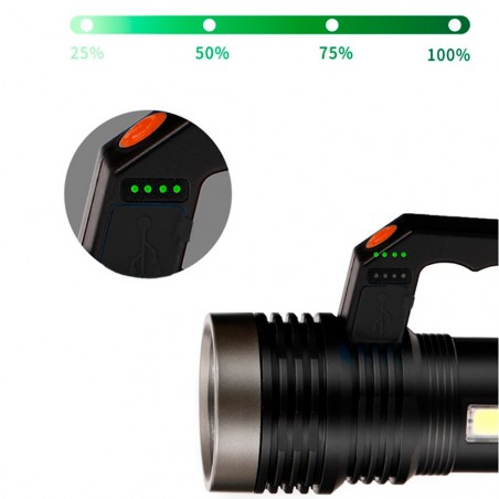 Linterna LED con carga solar y lámpara impermeable portátil USB 828