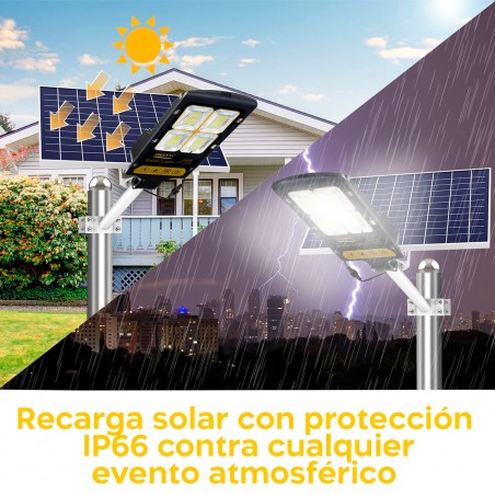 Farola LED con panel solar 200W 360 Lámpara LED con mando a distancia