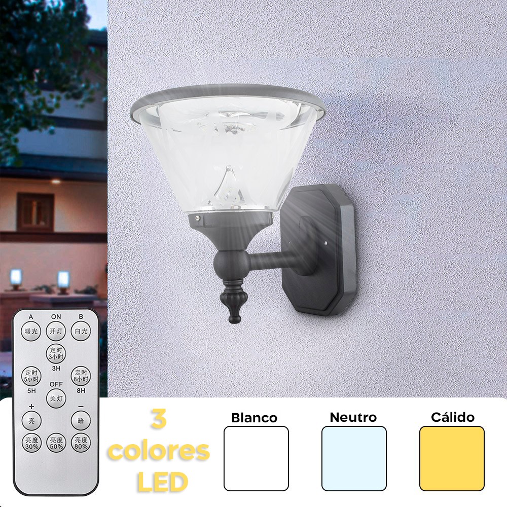 Lámpara de pared LED para exterior 5W con panel...