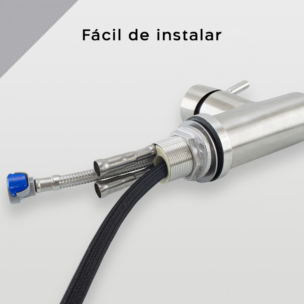 Grifo de cocina monomando en acero inoxidable...