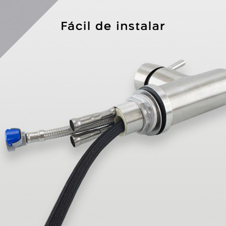 Grifo de cocina monomando en acero inoxidable Banff con cabezal extensible