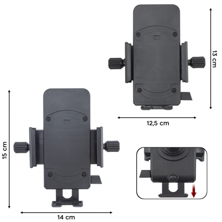 Soporte teléfono móvil con toma de carga USB 5V 2.5A para motos y bicicletas
