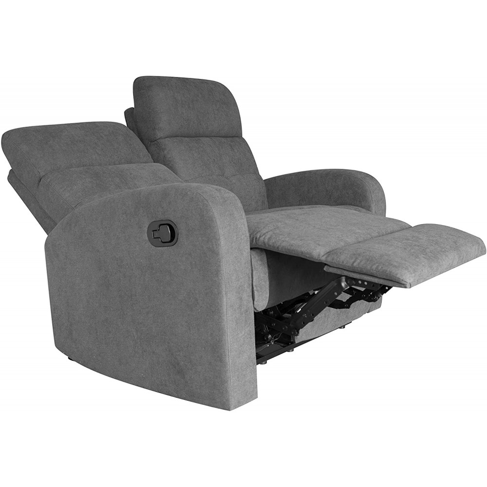 Sofá sillón 2 plazas RECLINER reposapiés y respaldo reclinable 130x77x64H