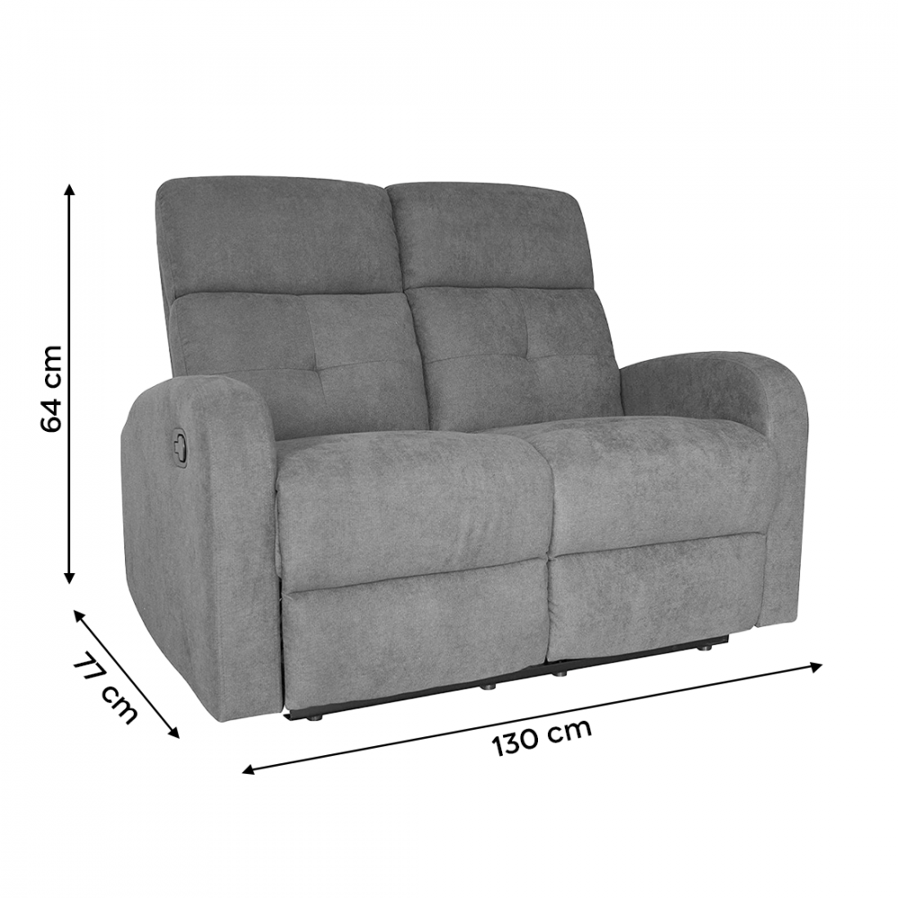Sofá sillón 2 plazas RECLINER reposapiés y respaldo reclinable 130x77x64H