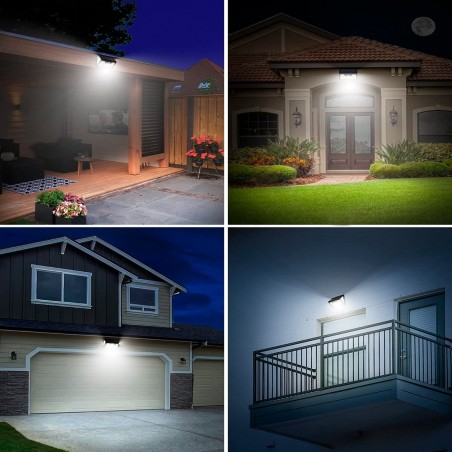 Lámpara LED blanca para exteriores con panel solar y sensor de movimiento