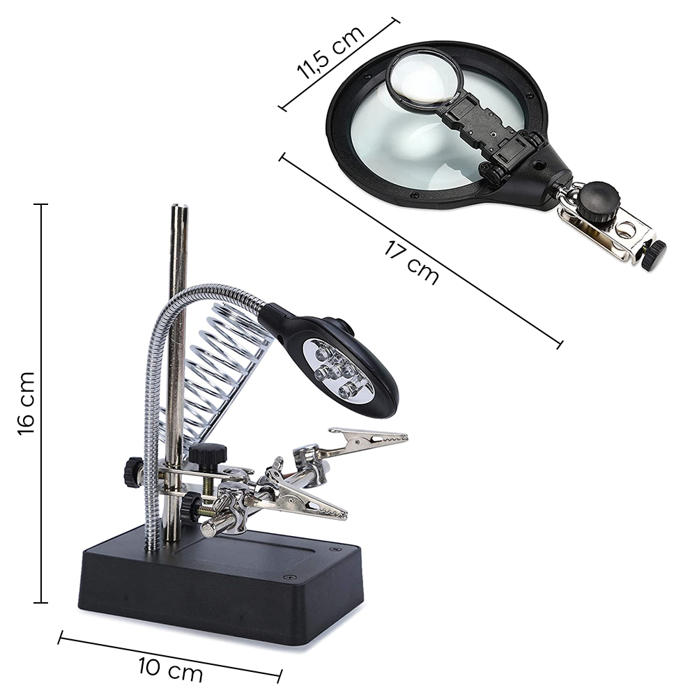 Lupa con clip de fijación y base para soldar...