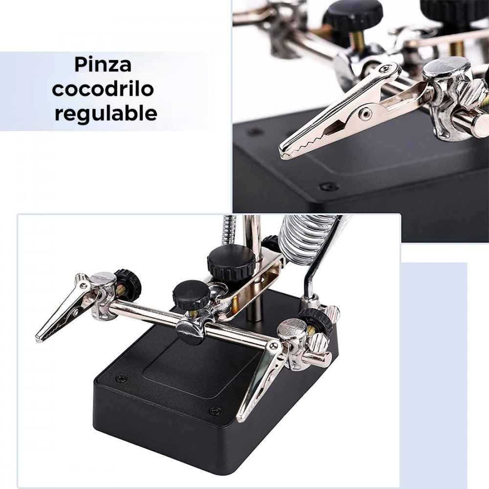 Lupa con clip de fijación y base para soldar...