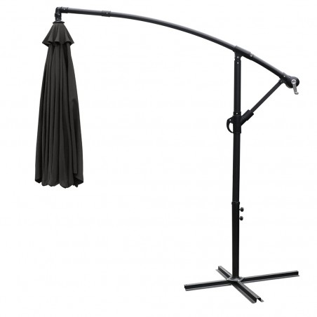 Sombrilla redonda Primavera FUBUCA GRIS palo descentralizado 3xH2,3 mt con Fleco