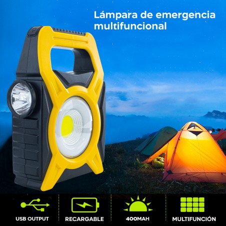 Lámpara de emergencia con panel solar JY-9788 y bombilla USB