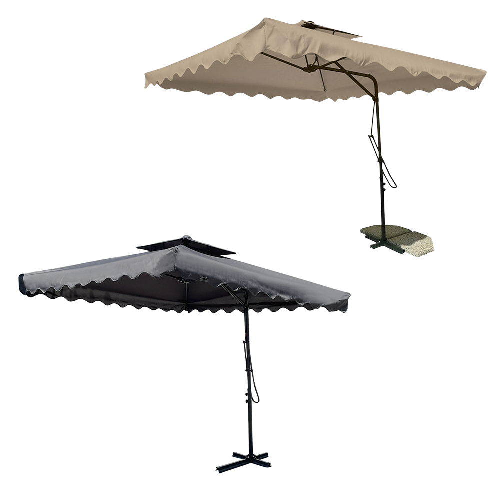 Sombrilla de jardín descentralizado tela impermeable 2,5 m poste de metal 2,3 m Crudo
