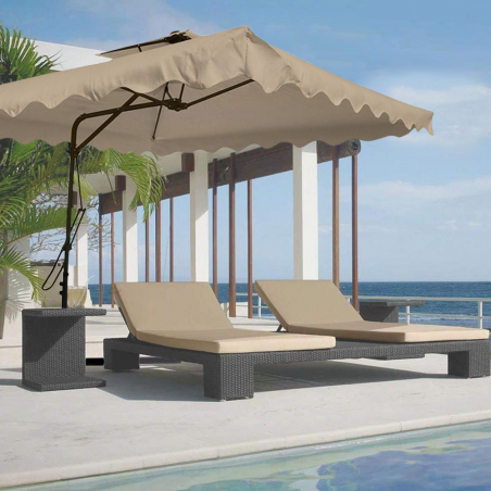 Sombrilla de jardín descentralizado tela impermeable 2,5 m poste de metal 2,3 m