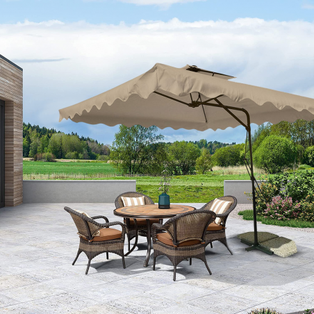 Sombrilla de jardín descentralizado tela impermeable 2,5 m poste de metal 2,3 m