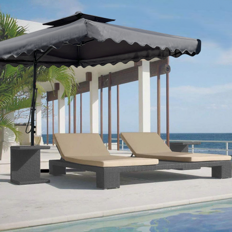 Sombrilla de jardín descentralizado tela impermeable 2,5 m poste de metal 2,3 m