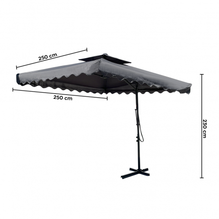 Sombrilla de jardín descentralizado tela impermeable 2,5 m poste de metal 2,3 m