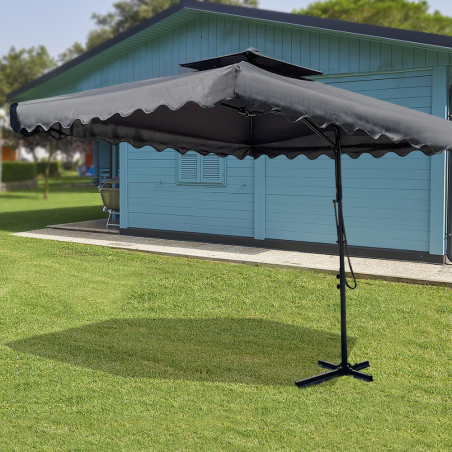Sombrilla de jardín descentralizado tela impermeable 2,5 m poste de metal 2,3 m
