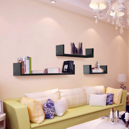 Conjunto de 3 estantes decorativos de pared en forma de U medidas 30-40-50 cm