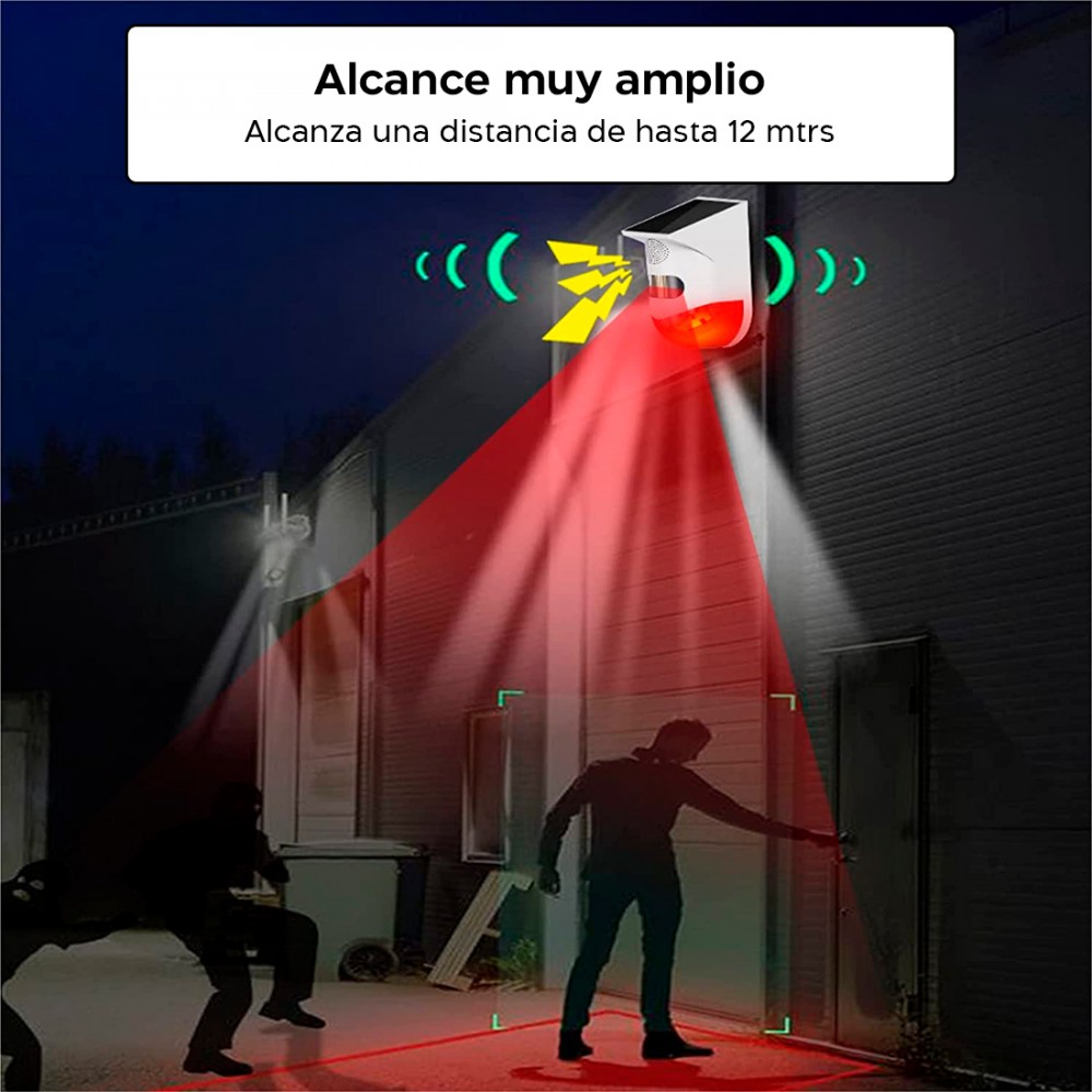 Alarma infrarroja externa Carga solar Sirena...