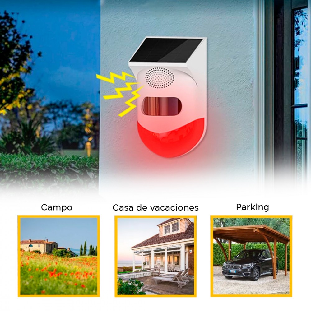 Alarma infrarroja externa Carga solar Sirena...