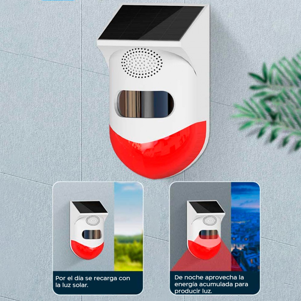 Alarma infrarroja externa Carga solar Sirena...