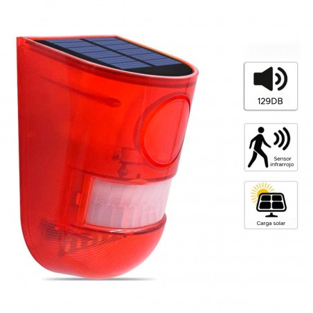 02238 Alarma infrarroja solar detector de movimiento y sirena intermitente