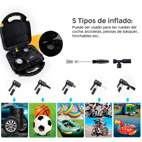 Kit compresor de aire para coche 12V Kit triangular emergencia y estuche 260 PSI