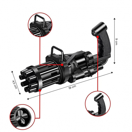 Pistola de burbujas automática Máquina disparadora de burbujas con pilas