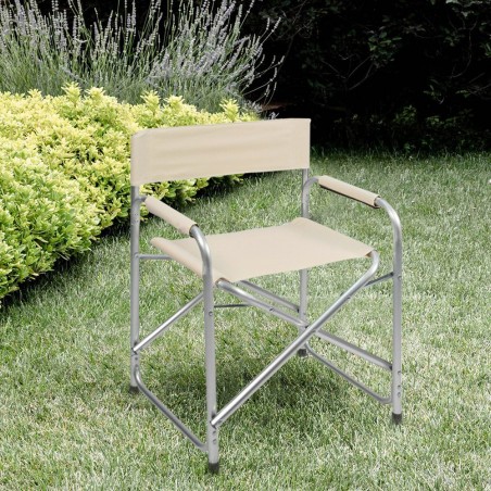 Silla plegable metálica de Director 2964 para camping en tela Canvas y Respaldo