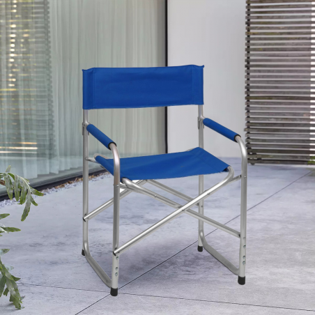 Silla plegable metálica de Director 2964 para camping en tela Canvas y Respaldo