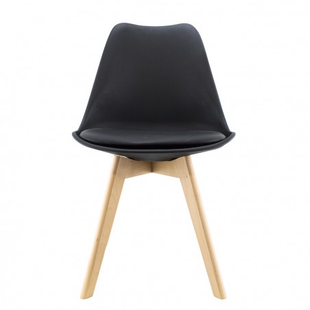 2 Sillas comedor TULIP pies de madera y asiento blando 48x50x82H cm