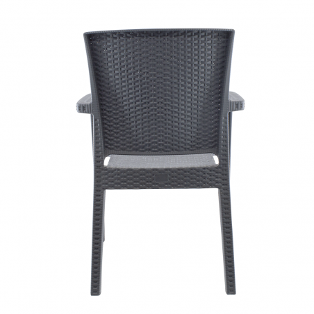 Set 2 Sillas NARCISO resina efecto ratán con reposabrazos apilables de Exterior