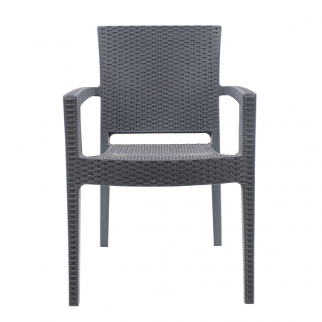 Set 2 Sillas NARCISO resina efecto ratán con reposabrazos apilables de Exterior