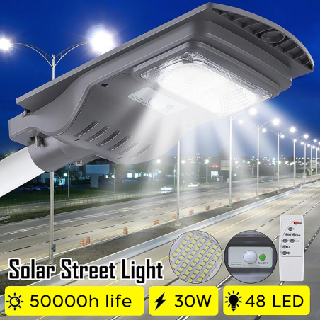 803000 Farola de carga solar con sensor de movimiento 48 Led 30W