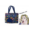 Bolso en forma de cesta mod. MAGAZINE estilo POP DENIM con tres bolsillos internos (38 x 30 x 10 cm)