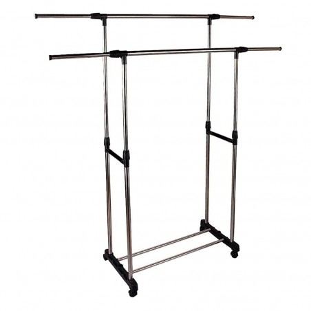 Perchero con doble Barra 157932 en acero con ruedas regulables