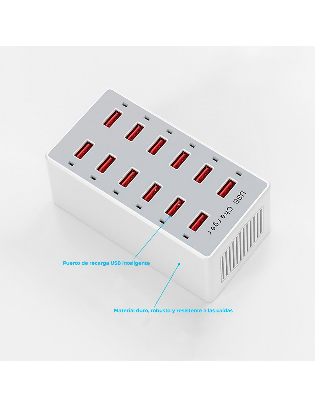 Estación de carga USB múltiple de 40 W, estación de carga USB de 6 puertos  con tecnología de detección automática, torre de cargador multipuerto USB