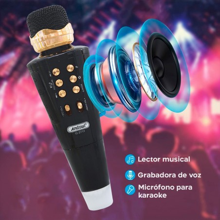 Q-2711 Micrófono inalámbrico de karaoke altavoz de música bluetooth y USB