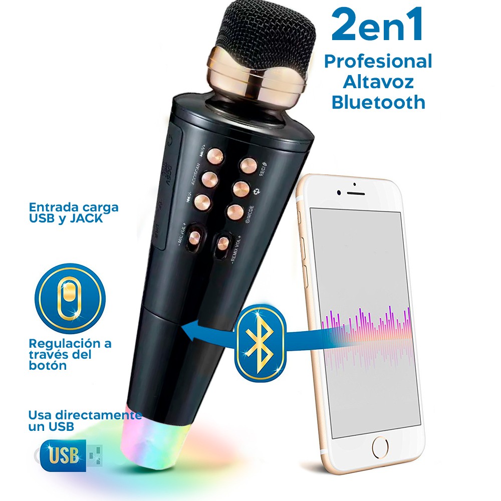 Q-2711 Micrófono inalámbrico de karaoke altavoz...