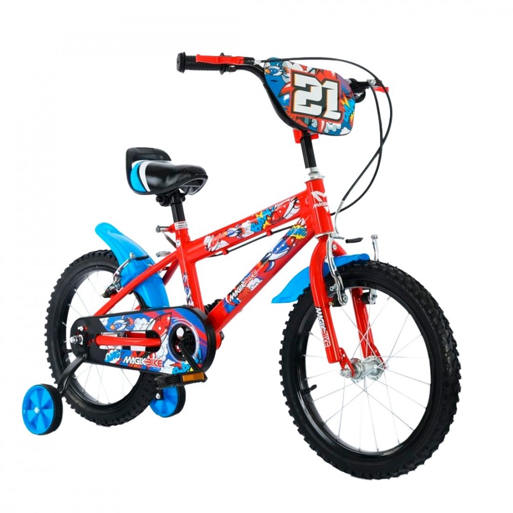 Bicicleta infantil magic Talla 16" Línea BOOM Edad 5-7 años con ruedas de apoyo