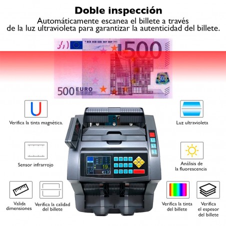Detector automático billetes falsos máquina contadora billetes de varias monedas