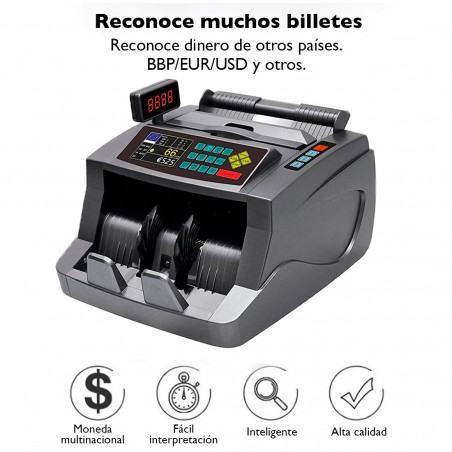 Detector automático billetes falsos máquina contadora billetes de varias monedas